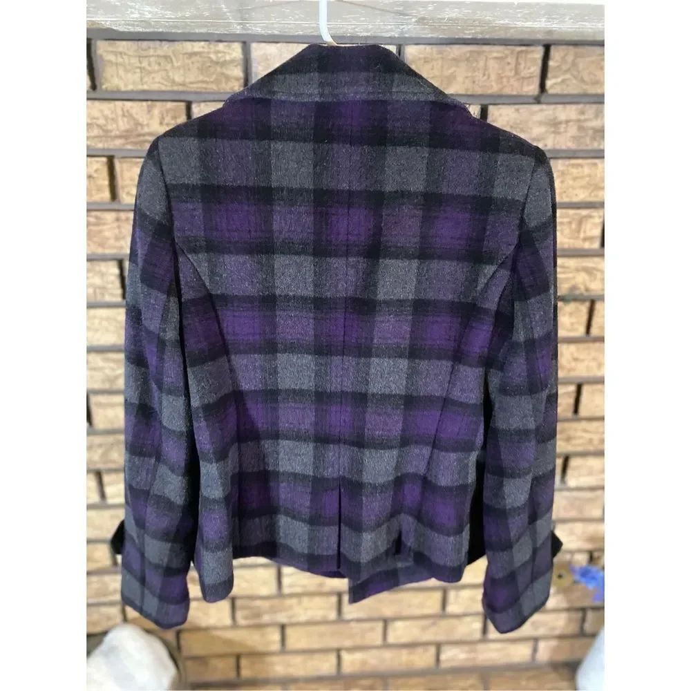 The Limited Purple Plaid Wool Coat‎ - Picture 2 of 7